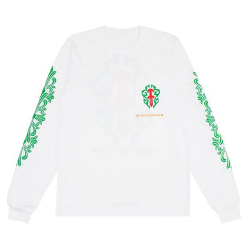 CH: Rose Cross Floral Vine Sword Long Sleeve T-Shirt White
