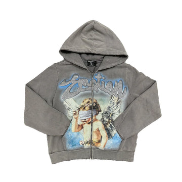 MIXED EMOTION: GREY RHINESTONE HOODIE