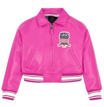 AVIREX: Pink Cropped Icon Jacket