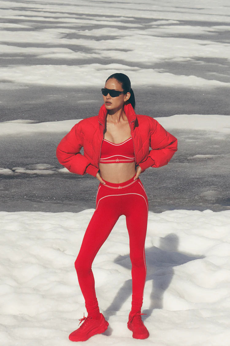 Athletic Wear: Airbrush Heart Throb Bright Red/White Leggings Set